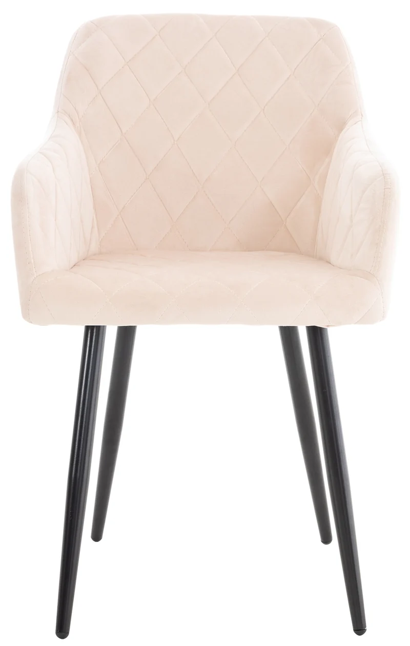 Lot de 2 chaises de salle à manger design retro coutures décoratives en losanges assise en tissu crème 10_0001559