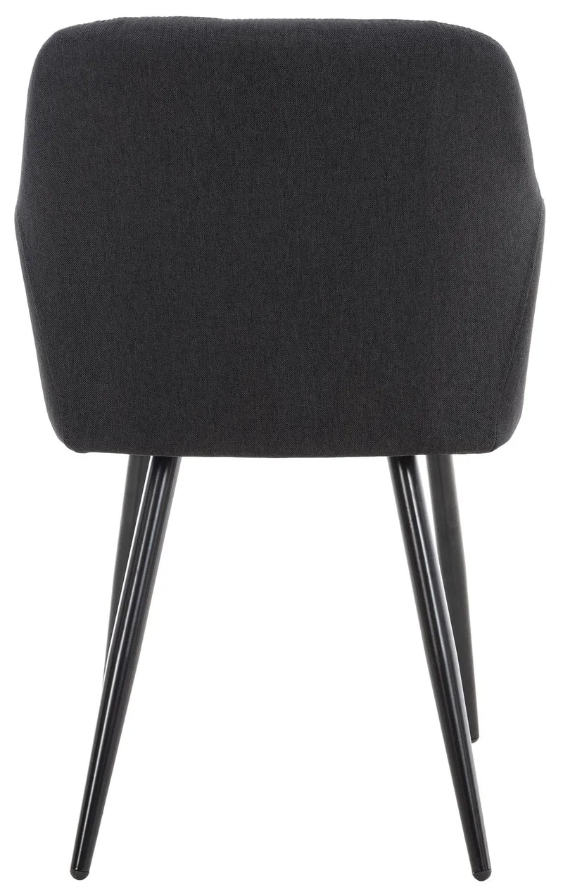 Lot de 2 chaises de salle à manger design retro coutures décoratives en losanges assise en tissu noir 10_0001567