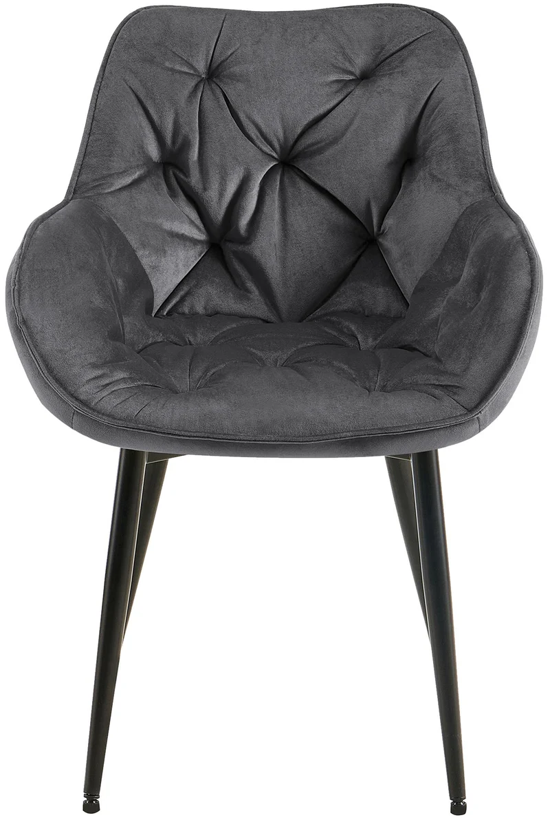 Lot de 2 chaises de salle à manger design et moderne assise en velours gris foncé et pieds en métal noir 10_0001658
