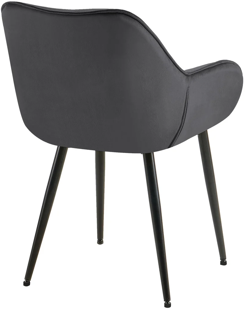 Lot de 2 chaises de salle à manger design et moderne assise en velours gris foncé et pieds en métal noir 10_0001658