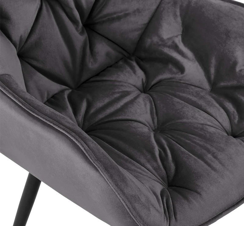 Lot de 2 chaises de salle à manger design et moderne assise en velours gris foncé et pieds en métal noir 10_0001658