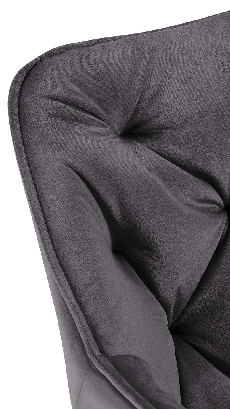 Lot de 2 chaises de salle à manger design et moderne assise en velours gris foncé et pieds en métal noir 10_0001658