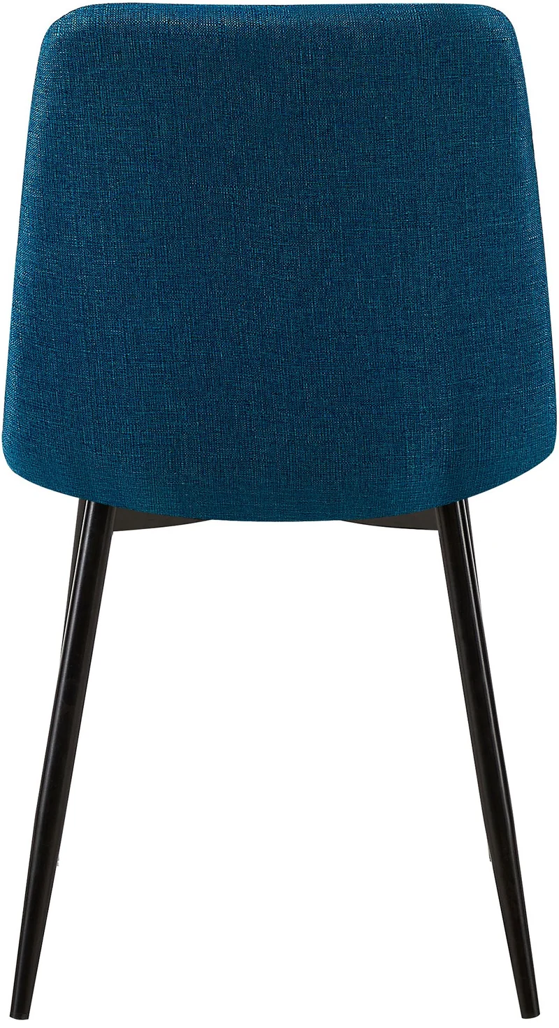 Lot de 2 chaises de salle à manger coutures décoratives carrées assise en tissu bleu pieds en métal noir 10_0001574