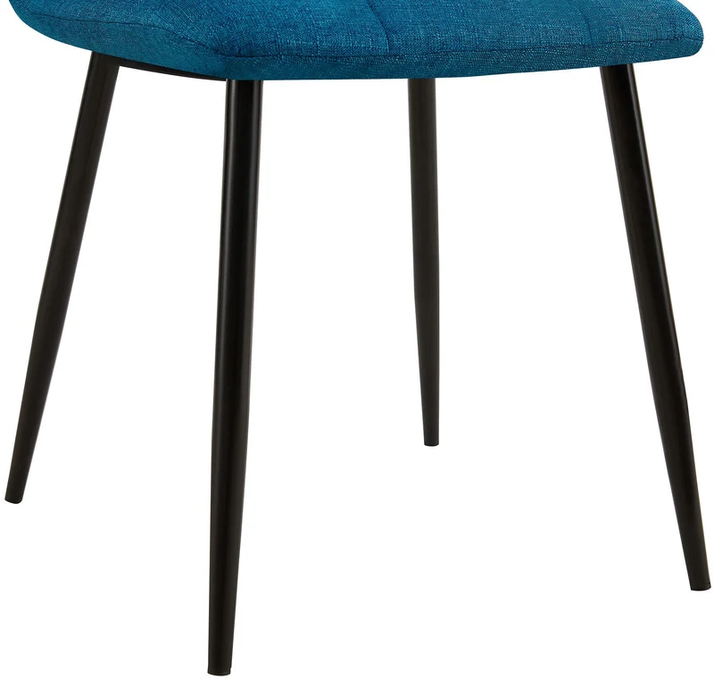 Lot de 2 chaises de salle à manger coutures décoratives carrées assise en tissu bleu pieds en métal noir 10_0001574