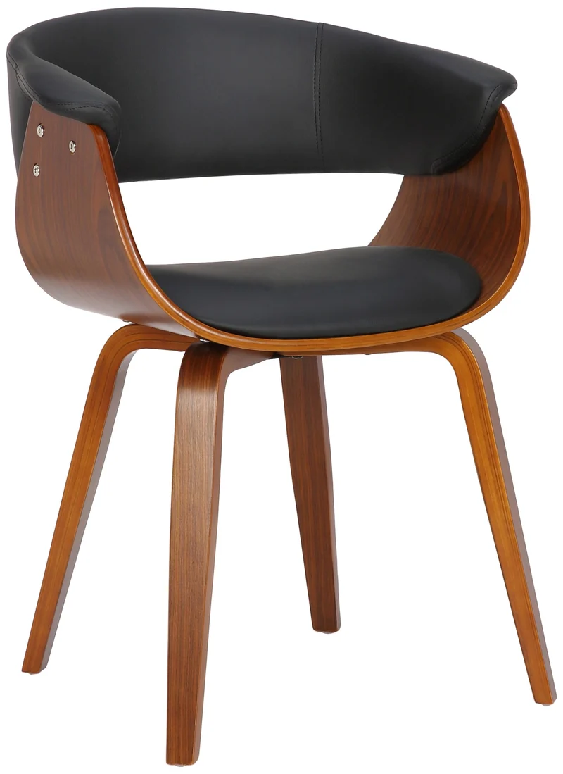 Lot de 2 chaises de la salle à manger design retro en structure en bois marron et assise en PVC noir 10_0001686