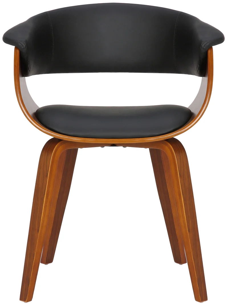 Lot de 2 chaises de la salle à manger design retro en structure en bois marron et assise en PVC noir 10_0001686