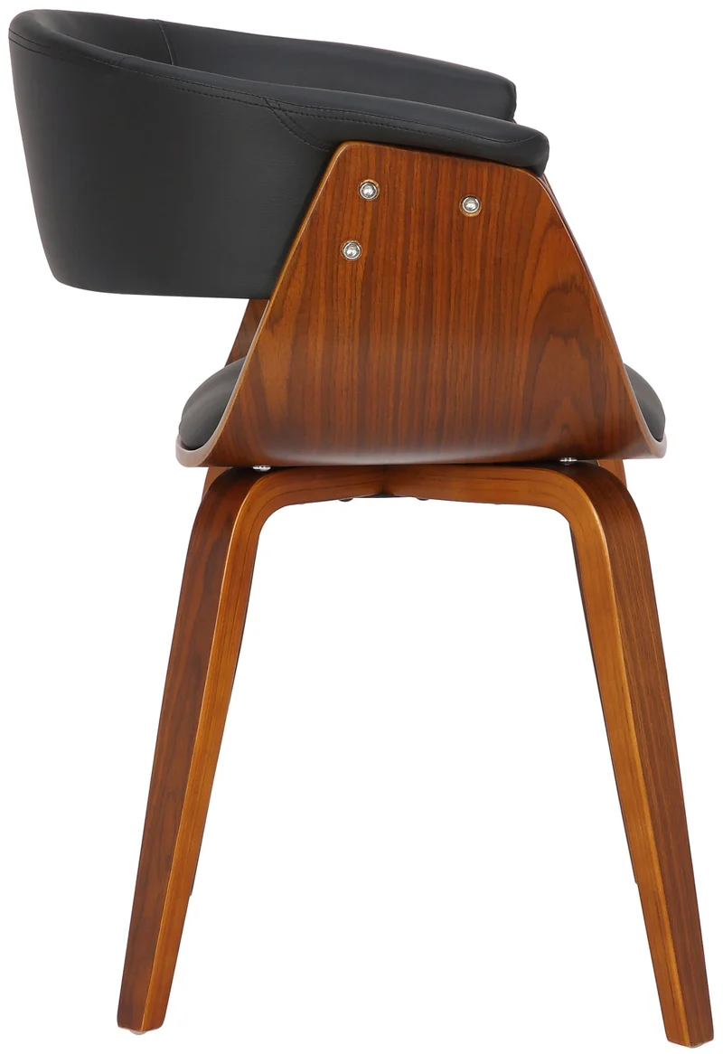 Lot de 2 chaises de la salle à manger design retro en structure en bois marron et assise en PVC noir 10_0001686