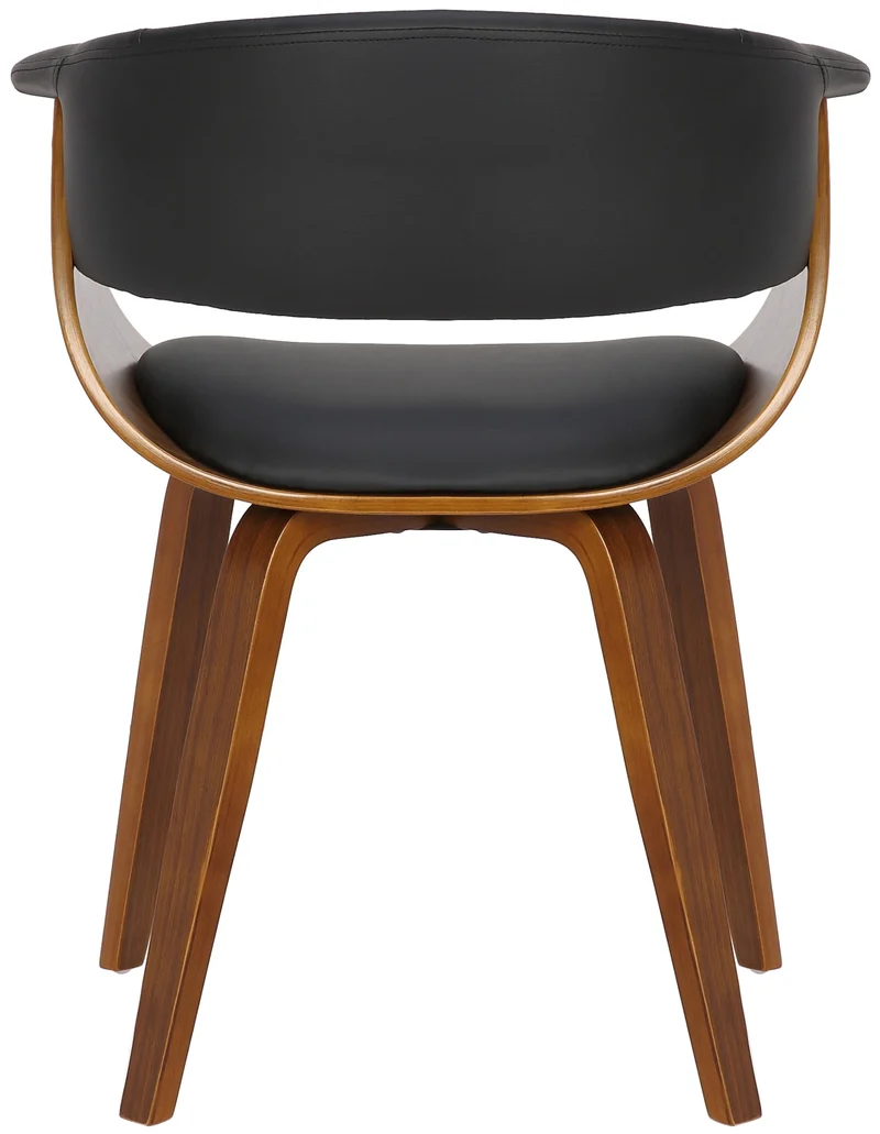 Lot de 2 chaises de la salle à manger design retro en structure en bois marron et assise en PVC noir 10_0001686