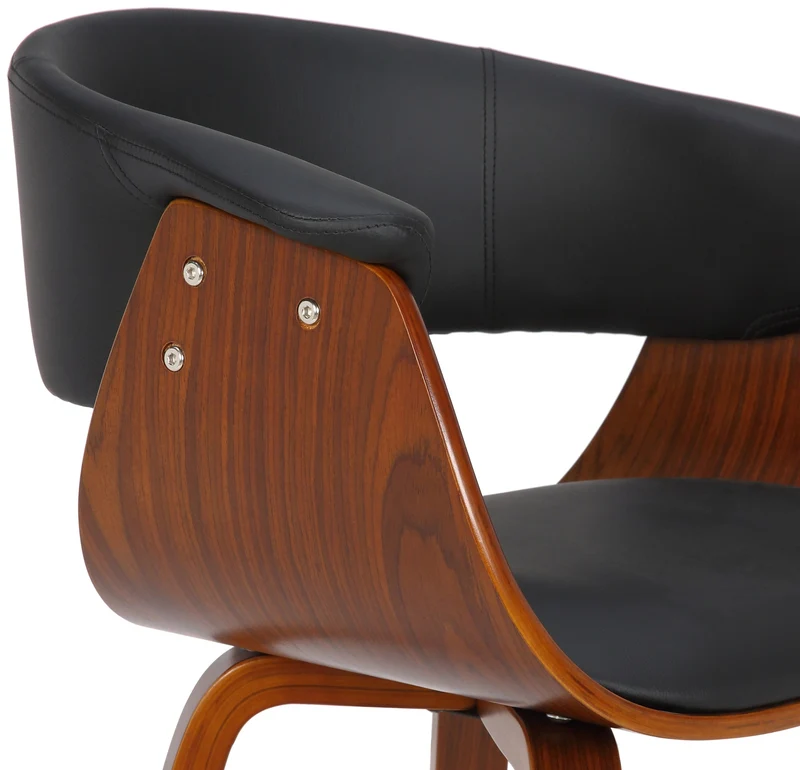Lot de 2 chaises de la salle à manger design retro en structure en bois marron et assise en PVC noir 10_0001686