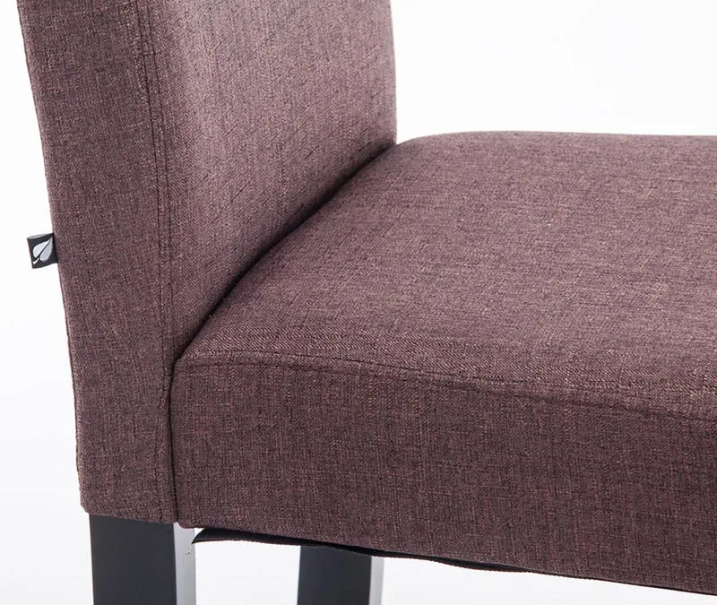 Lot de 2 chaises de salle à manger design moderne en tissu marron et pieds en bois noir 10_0001556
