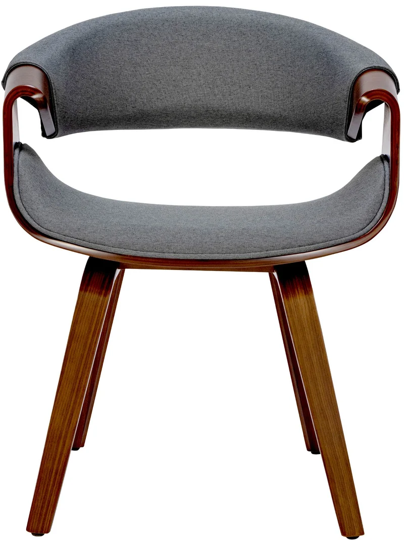 Lot de 2 chaises de la salle à manger design retro en structure en bois couleur noyer et assise en tissu gris 10_0001541