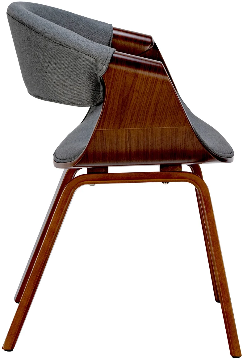 Lot de 2 chaises de la salle à manger design retro en structure en bois couleur noyer et assise en tissu gris 10_0001541
