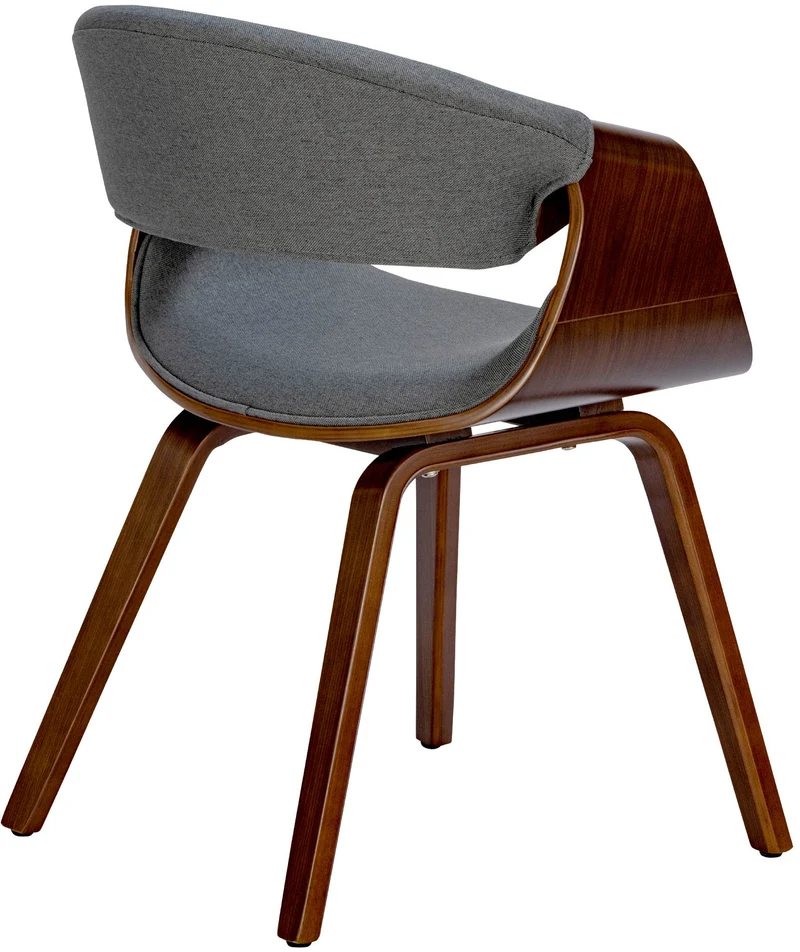 Lot de 2 chaises de la salle à manger design retro en structure en bois couleur noyer et assise en tissu gris 10_0001541