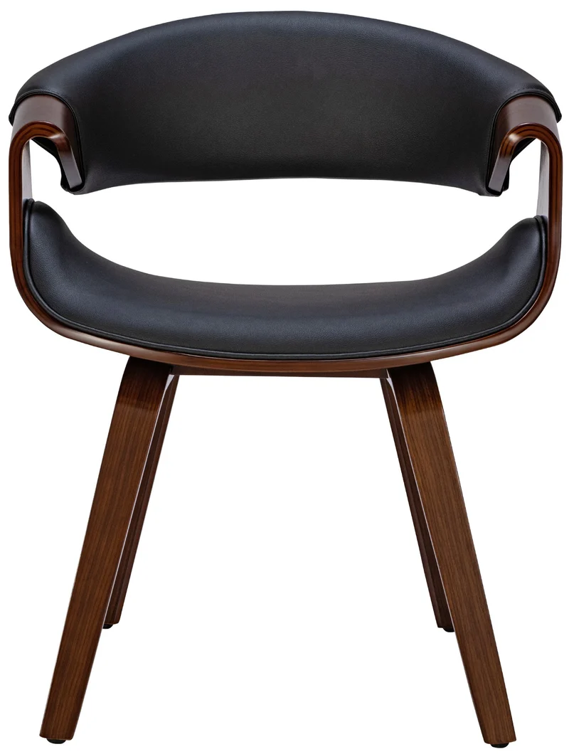 Lot de 2 chaises de la salle à manger design retro en structure en bois couleur noyer et assise en PVC noir 10_0001539