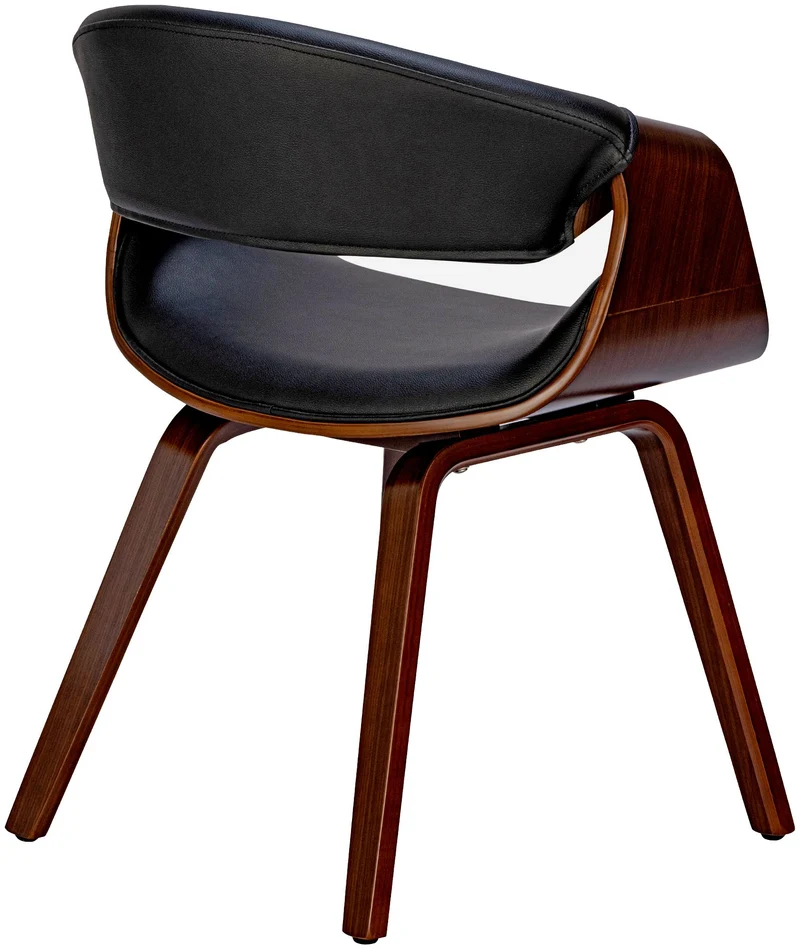 Lot de 2 chaises de la salle à manger design retro en structure en bois couleur noyer et assise en PVC noir 10_0001539