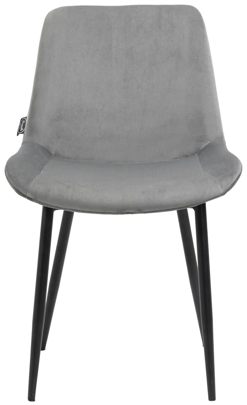 Set de 2 chaises de salle à manger design moderne assise en velours gris et pieds en métal noir 10_0001638