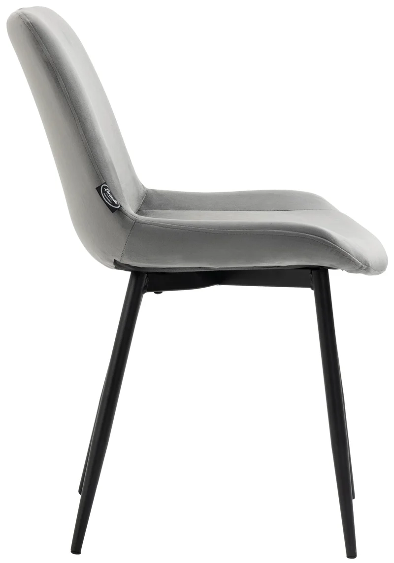 Set de 2 chaises de salle à manger design moderne assise en velours gris et pieds en métal noir 10_0001638