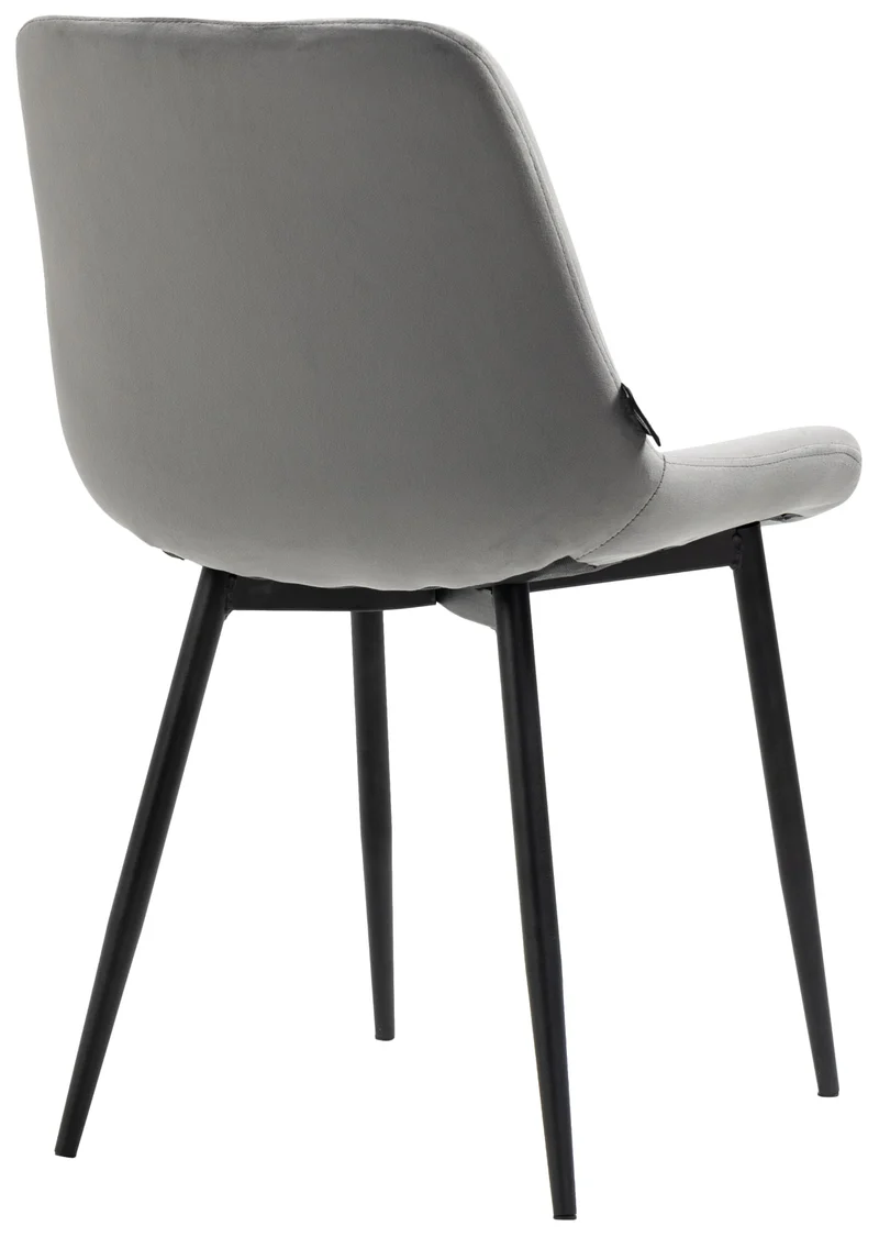 Set de 2 chaises de salle à manger design moderne assise en velours gris et pieds en métal noir 10_0001638