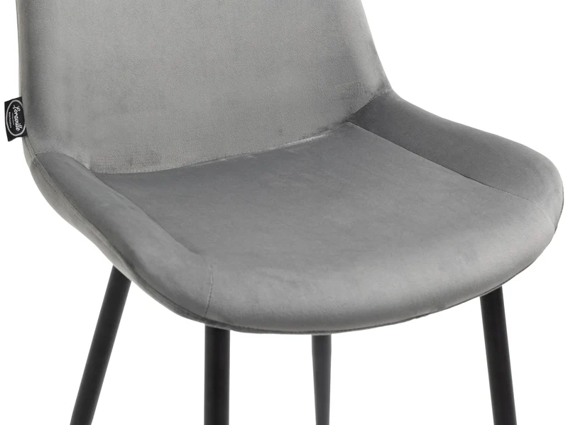 Set de 2 chaises de salle à manger design moderne assise en velours gris et pieds en métal noir 10_0001638