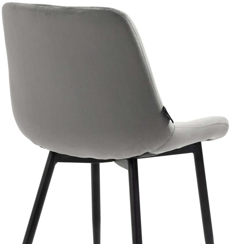 Set de 2 chaises de salle à manger design moderne assise en velours gris et pieds en métal noir 10_0001638