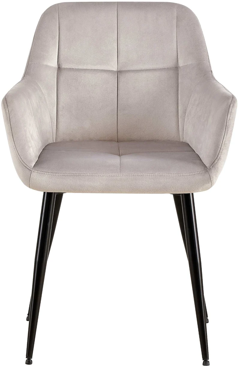 Lot de 2 chaises de salle à manger design retro coutures décoratives en carrées assise en velours gris clair 10_0001536