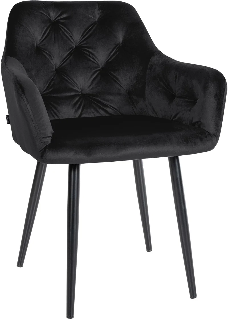 Set de 2 chaises de salle à manger design moderne couture capitonné assise en velours noir 10_0001632