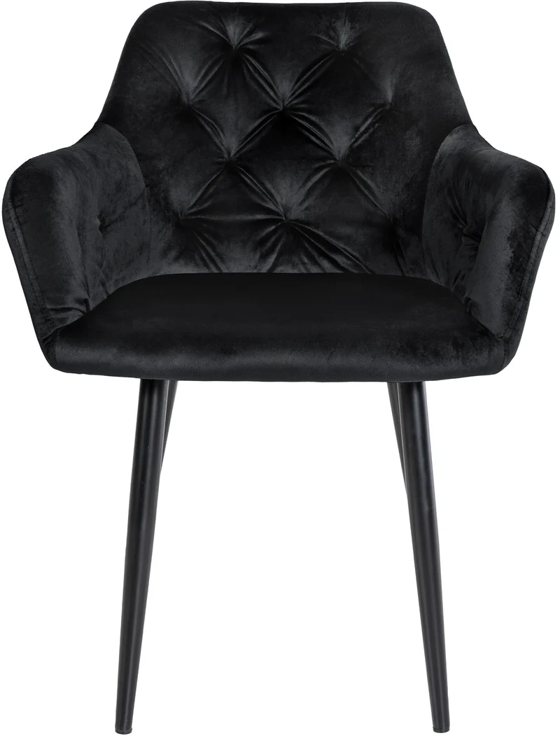 Set de 2 chaises de salle à manger design moderne couture capitonné assise en velours noir 10_0001632