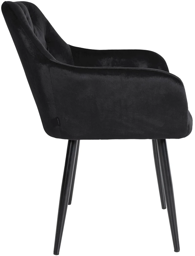 Set de 2 chaises de salle à manger design moderne couture capitonné assise en velours noir 10_0001632