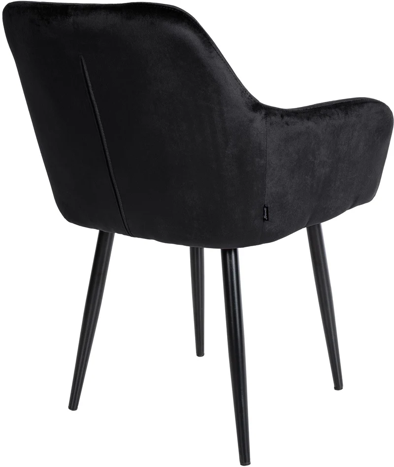 Set de 2 chaises de salle à manger design moderne couture capitonné assise en velours noir 10_0001632