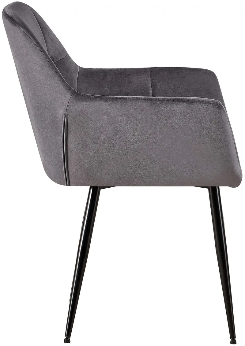 Lot de 2 chaises de salle à manger design retro coutures décoratives en carrées assise en velours gris 10_0001534