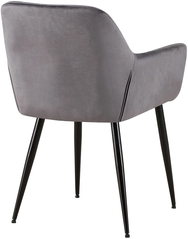 Lot de 2 chaises de salle à manger design retro coutures décoratives en carrées assise en velours gris 10_0001534