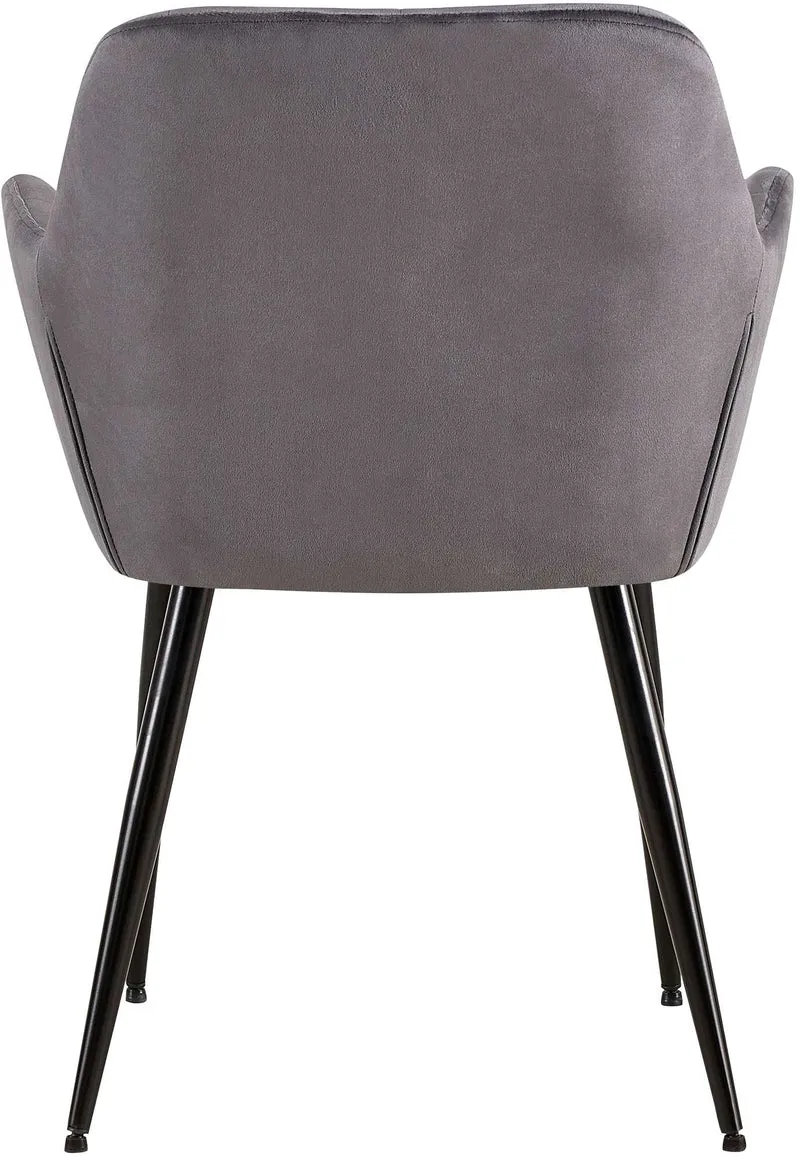 Lot de 2 chaises de salle à manger design retro coutures décoratives en carrées assise en velours gris 10_0001534