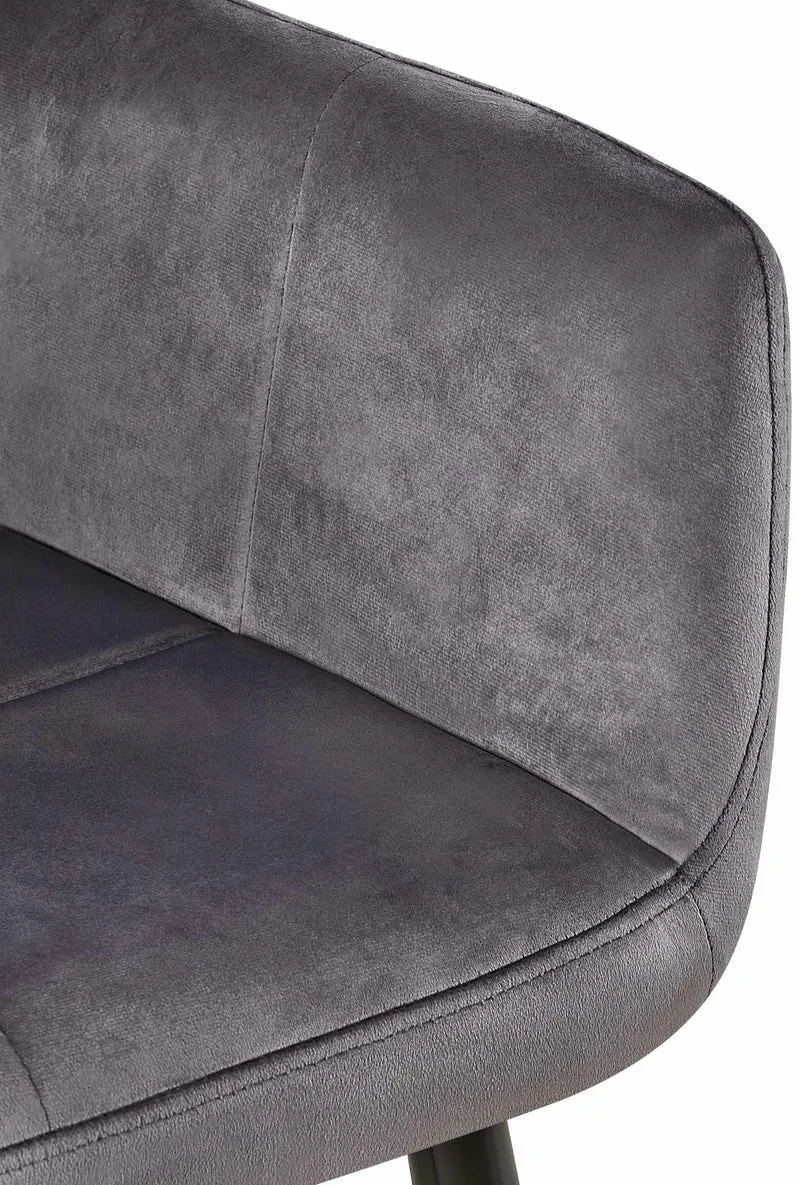 Lot de 2 chaises de salle à manger design retro coutures décoratives en carrées assise en velours gris 10_0001534