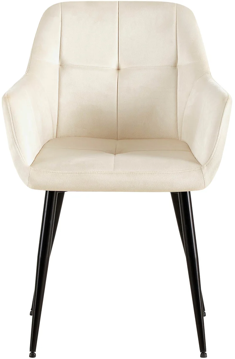 Lot de 2 chaises de salle à manger design retro coutures décoratives en carrées assise en velours crème 10_0001533