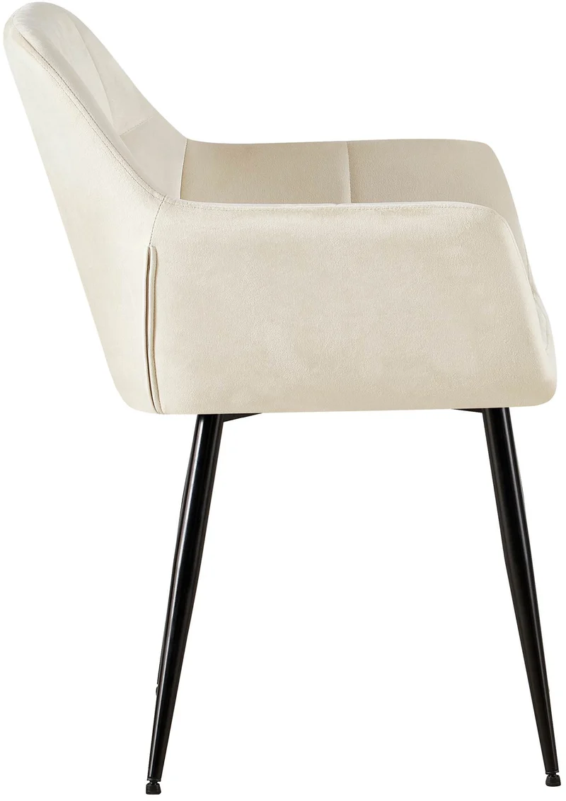 Lot de 2 chaises de salle à manger design retro coutures décoratives en carrées assise en velours crème 10_0001533