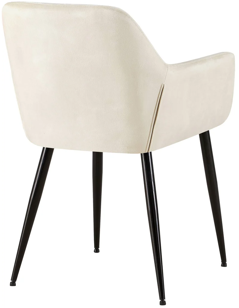 Lot de 2 chaises de salle à manger design retro coutures décoratives en carrées assise en velours crème 10_0001533