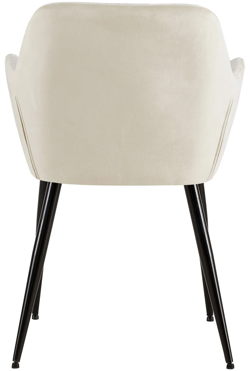 Lot de 2 chaises de salle à manger design retro coutures décoratives en carrées assise en velours crème 10_0001533