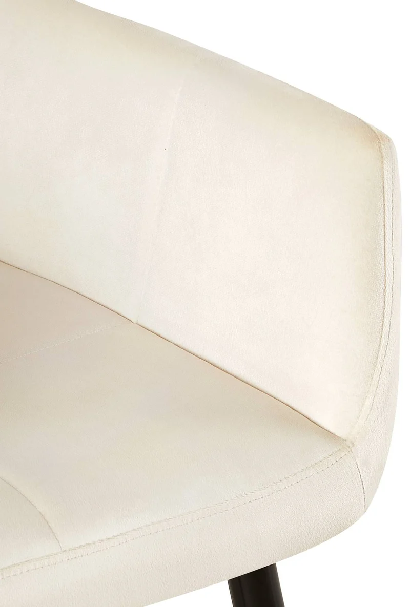 Lot de 2 chaises de salle à manger design retro coutures décoratives en carrées assise en velours crème 10_0001533