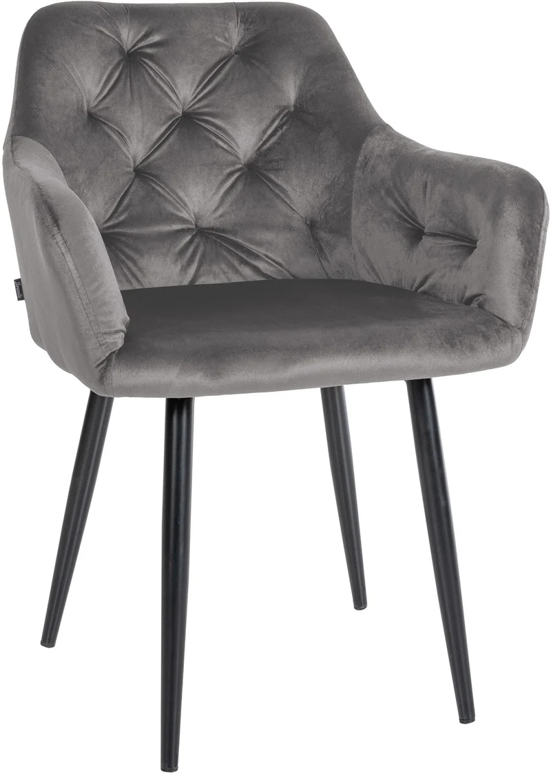 Set de 2 chaises de salle à manger design moderne couture capitonné assise en velours gris foncé 10_0001631