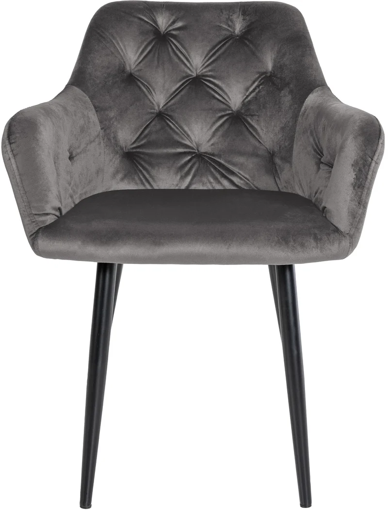 Set de 2 chaises de salle à manger design moderne couture capitonné assise en velours gris foncé 10_0001631