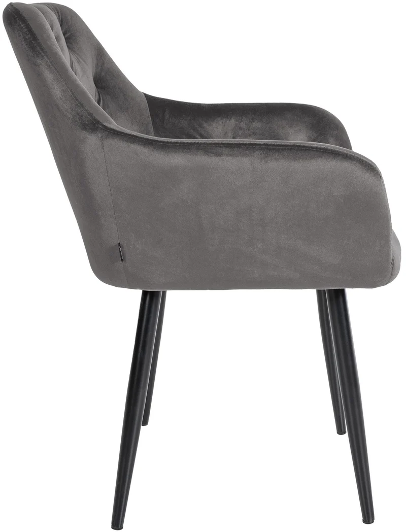 Set de 2 chaises de salle à manger design moderne couture capitonné assise en velours gris foncé 10_0001631