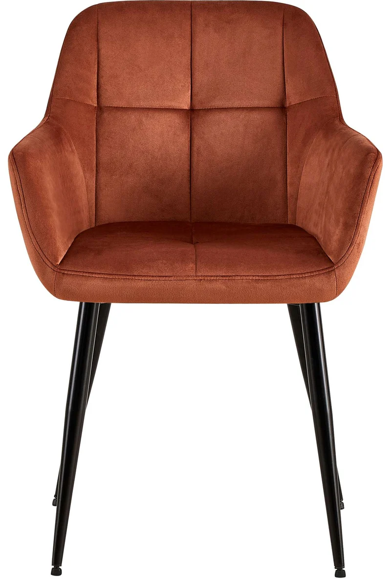 Lot de 2 chaises de salle à manger design retro coutures décoratives en carrées assise en velours marron 10_0001532