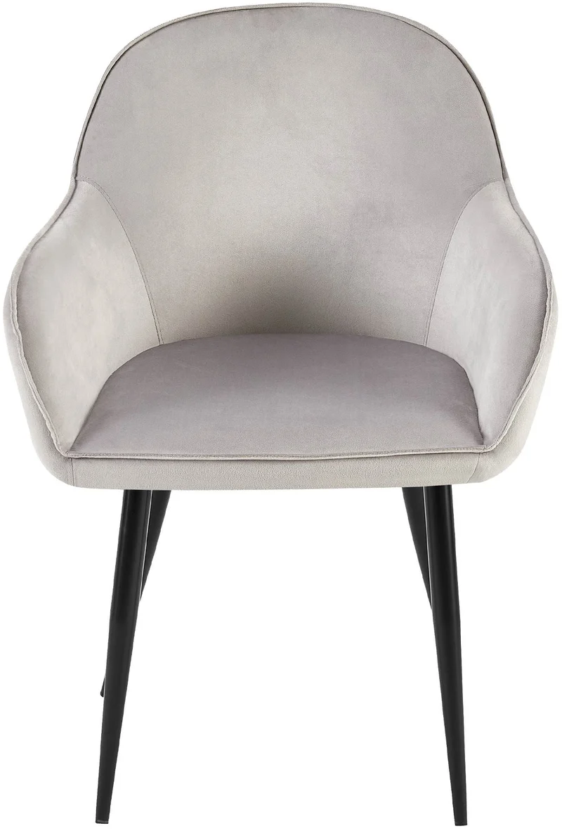 Set de 2 chaises de salle à manger dossier arrondis avec accoudoirs en velours gris 10_0001529