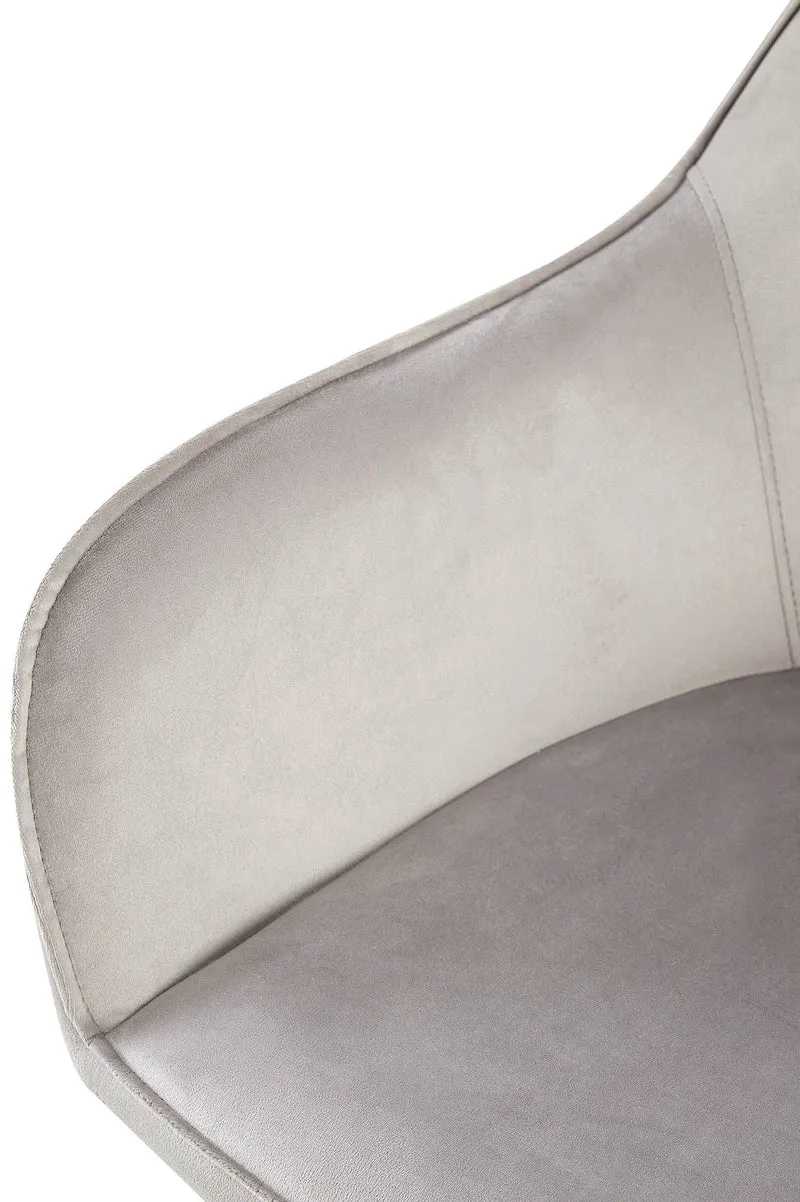 Set de 2 chaises de salle à manger dossier arrondis avec accoudoirs en velours gris 10_0001529