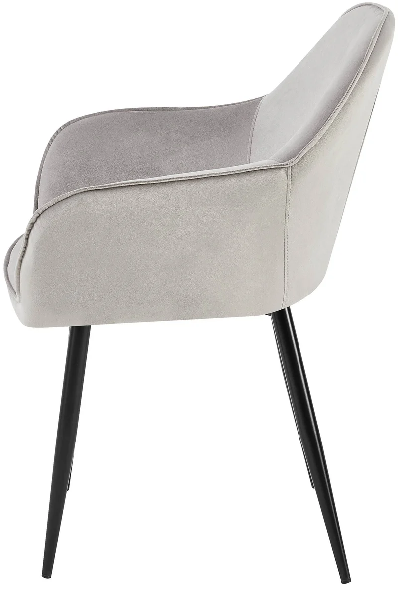 Set de 2 chaises de salle à manger dossier arrondis avec accoudoirs en velours gris 10_0001529