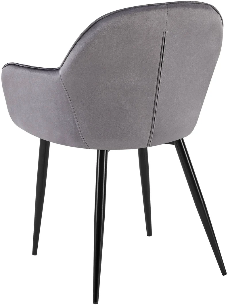 Set de 2 chaises de salle à manger dossier arrondis avec accoudoirs en velours gris foncé 10_0001528