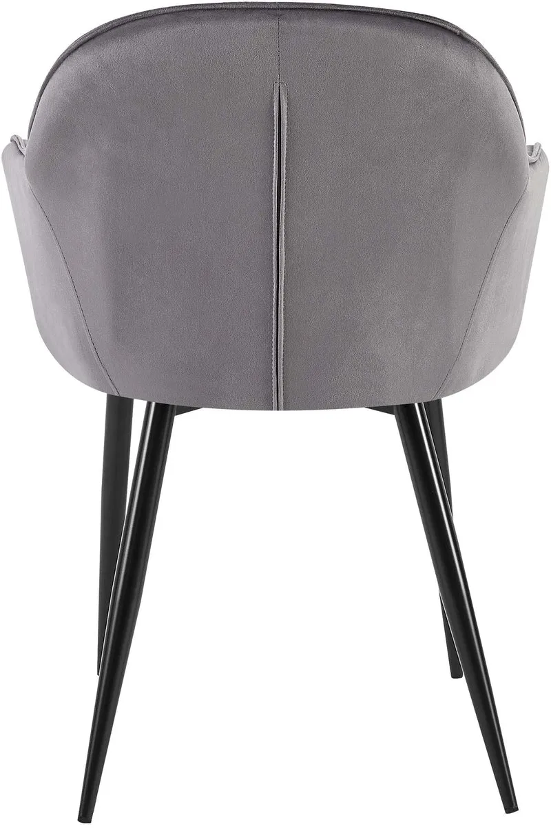 Set de 2 chaises de salle à manger dossier arrondis avec accoudoirs en velours gris foncé 10_0001528