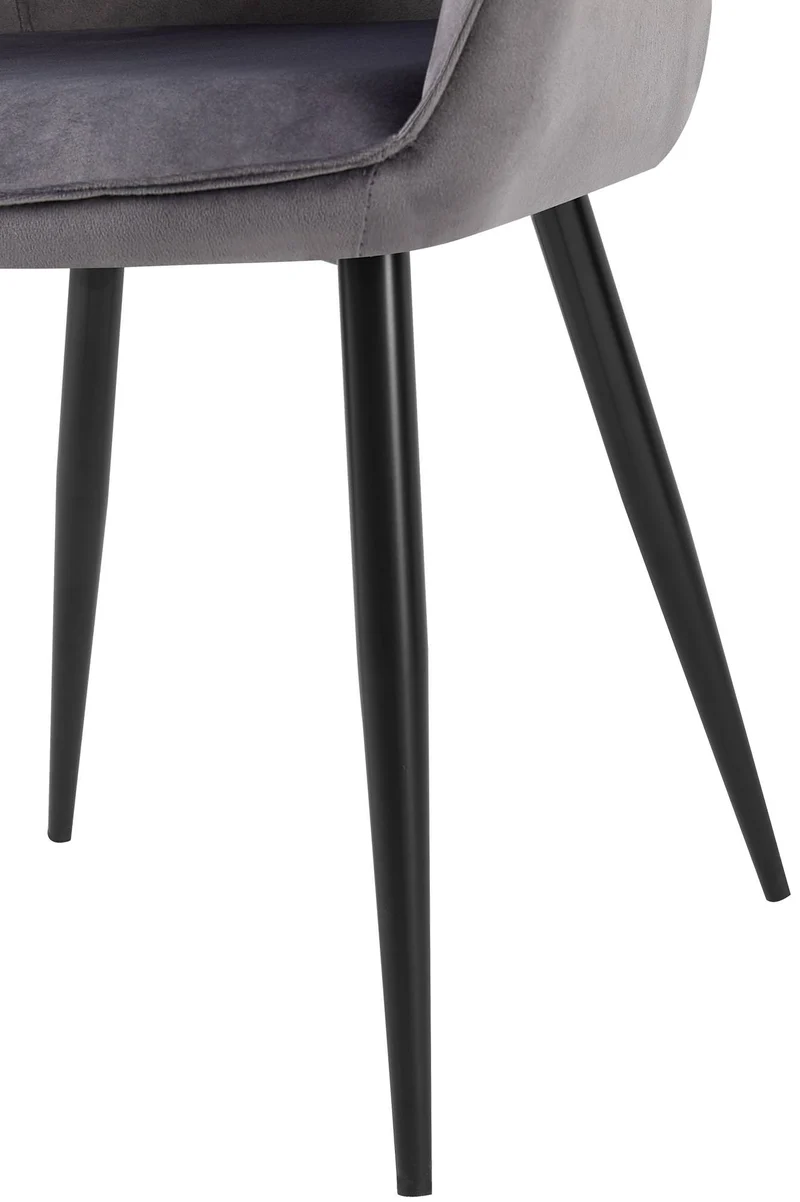 Set de 2 chaises de salle à manger dossier arrondis avec accoudoirs en velours gris foncé 10_0001528