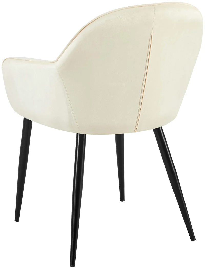Set de 2 chaises de salle à manger dossier arrondis avec accoudoirs en velours crème 10_0001527