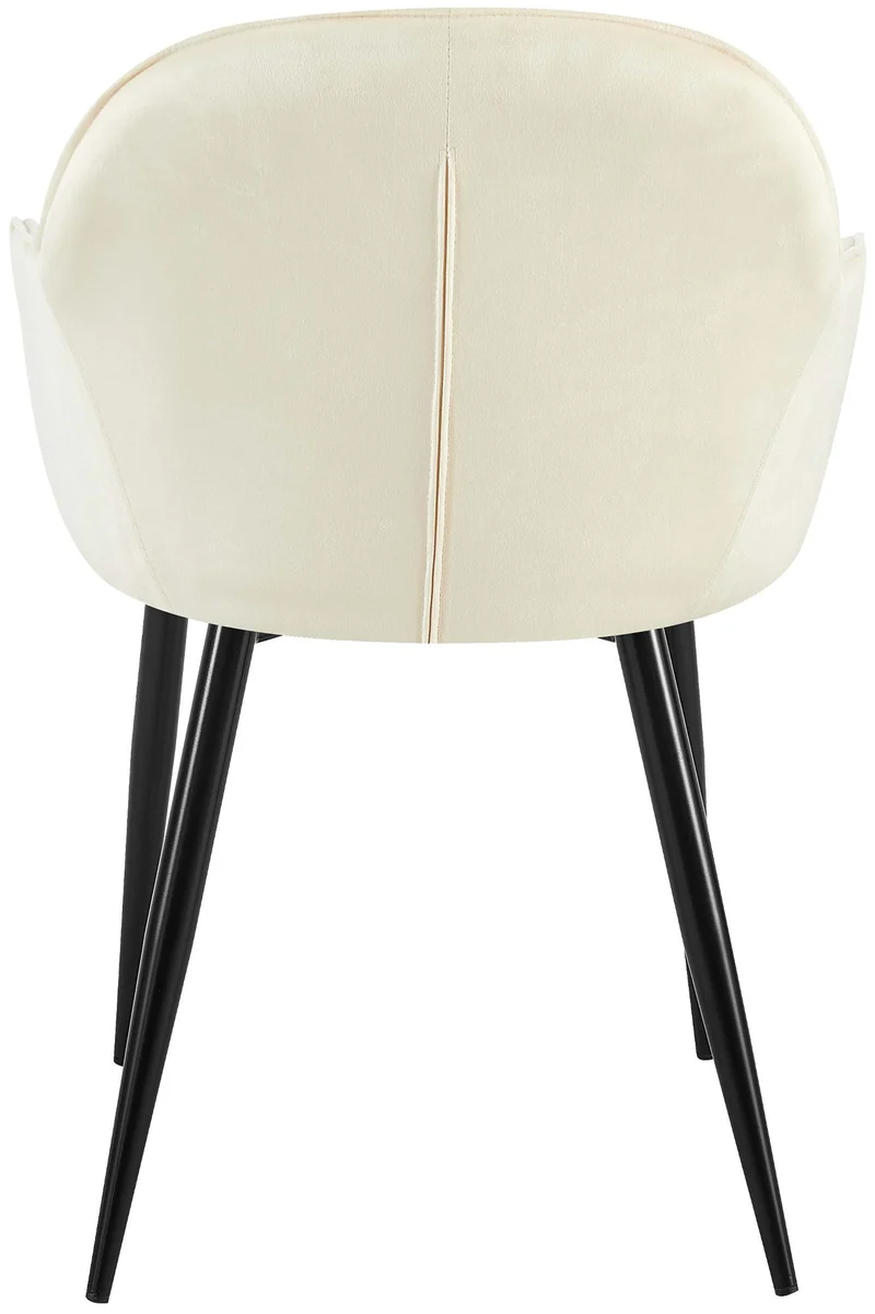 Set de 2 chaises de salle à manger dossier arrondis avec accoudoirs en velours crème 10_0001527